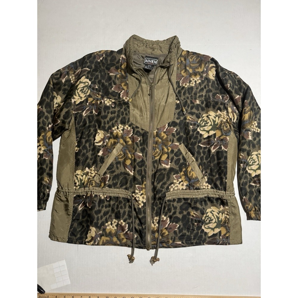 Abvien 100% Silk Thin Lightweight Jacket, Unique Pattern, Full Zip, Large #991